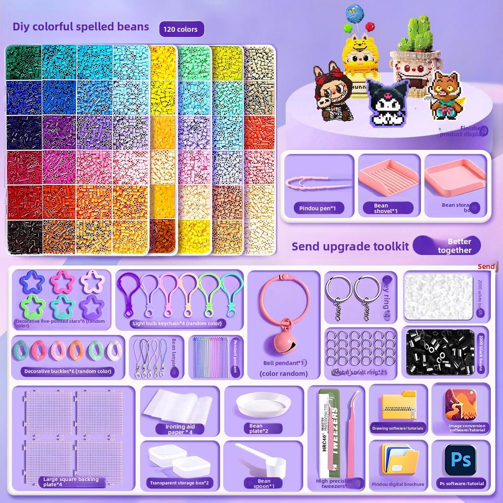 שק חומרים DIY להכנה עצמית של שעועית פינדו, סט מלא של צבעי MARD תלת-ממדיים מותכים, כלים, שק נייר גיהוץ