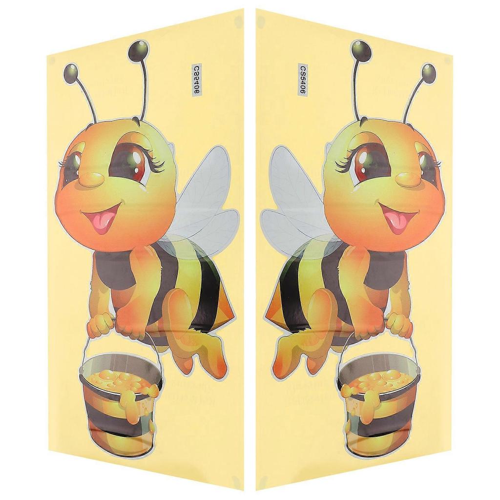 Cartoon Bees Insect Wall Stickers for Kids Room Decor 2Pcs PVC Yellow