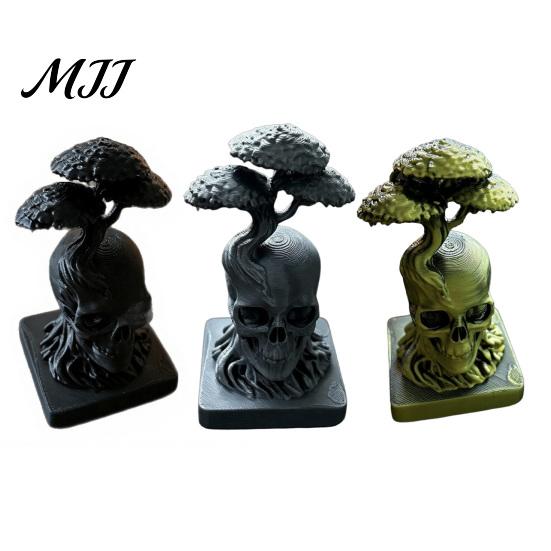 Durable Pla Material Statuette 3D Printed Tree of Life Skull Figurine, Gothic Desktop Ornament for Dark Academia Home Accessories Office Decor,
