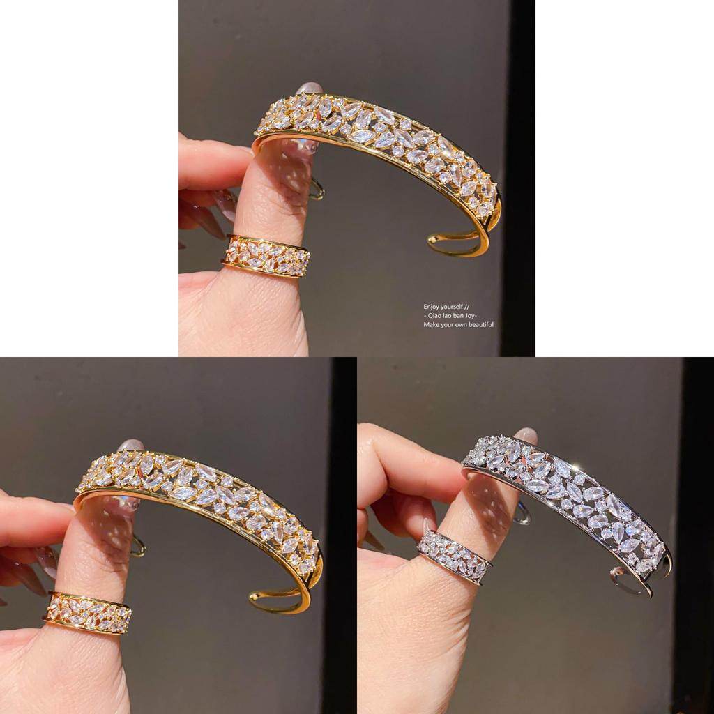 Elegante Bracciale Geometrico a Doppio Strato con Placcatura Oro e Argento per Accessori Donna