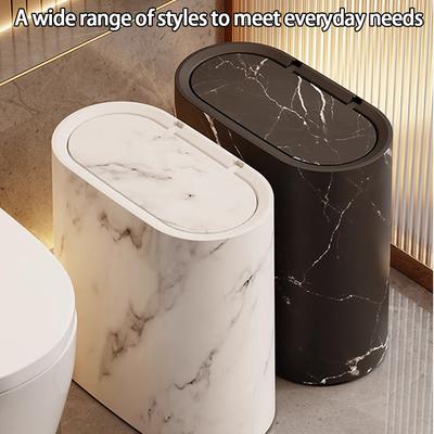 Nordic Marble Texture Trash Can Press Type Wastebasket Narrow Toilet Trash Bin Wastebasket Bathroom Accessories Odor Proof