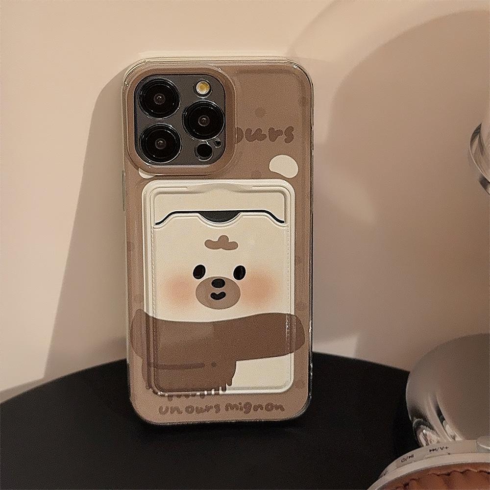 Cute Card Bag Set Apple 15 Promax Mobile Phone Case IPhone 14 All Inclusive 11 Transparent 16 Couple Cartoon 12 Soft