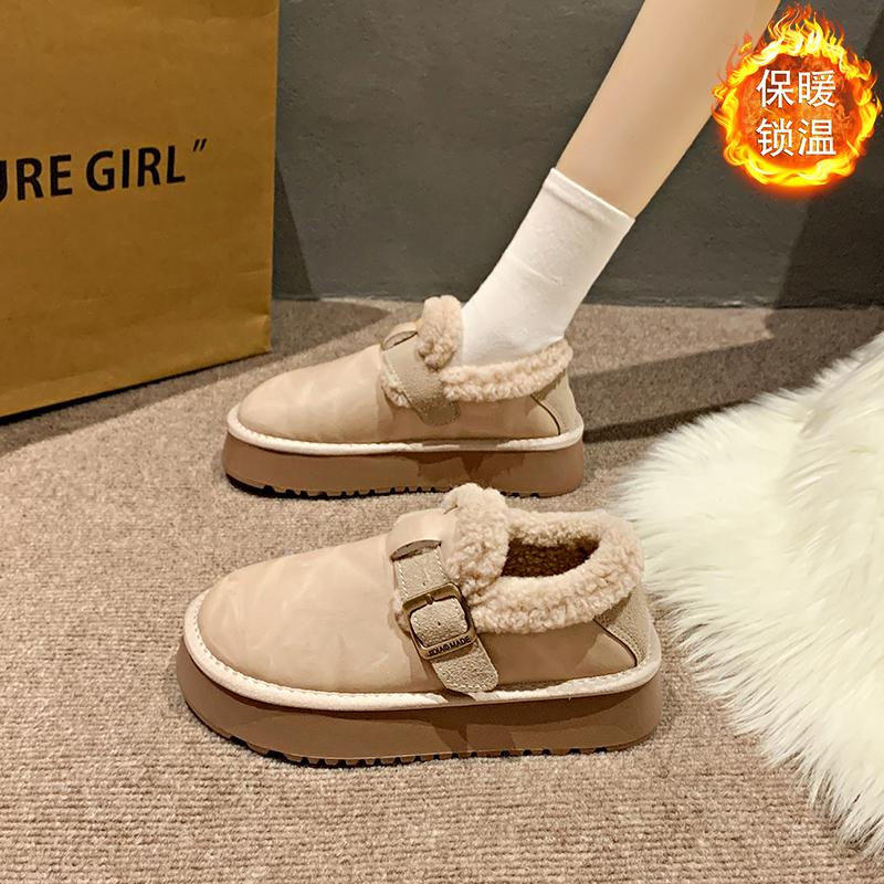 Fashion Snow boots women's 2025 winter new cashmere warm thick soled loafers women's boots