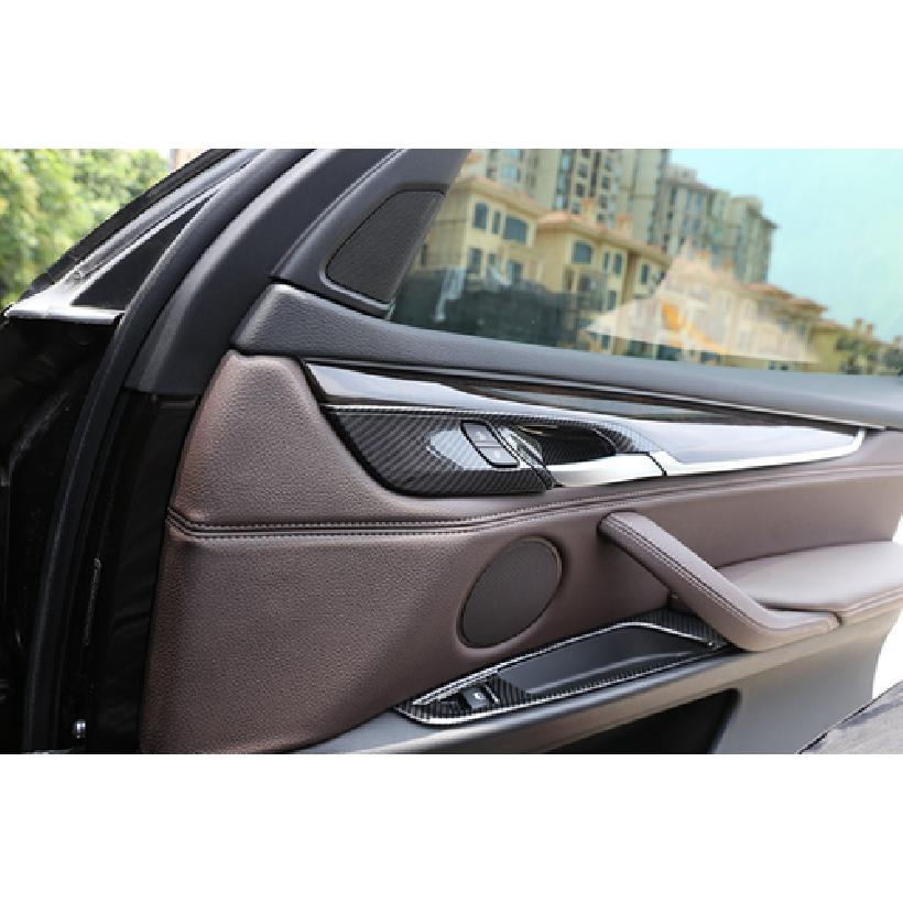 Inner Door Security Lock Cover Decor For BMW X5 X6 F15 2014-18 ABS Carbon Fiber