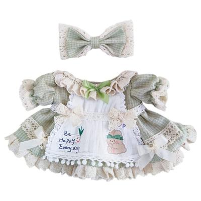 Niannyyhouse 20cm Vestiti per Bambole di Peluche, Gonna a Quadri, Vestiti in Cotone Intercambiabili per Bambole (verde)