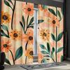 2er Set Orange-Blumen-Karomuster Vorhänge, Polyesterstoff, maschinenwaschbar, geeignet für Wohnzimmer-/Schlafzimmerdekoration