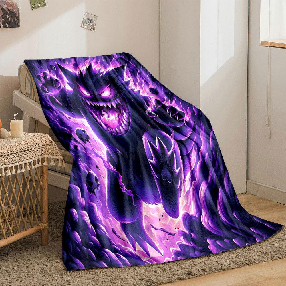 Gengar Purple Haunted Blanket bedroom Blanket for Livingroom Couch lunch break Soft Cozy throw for Friend's festival Gift