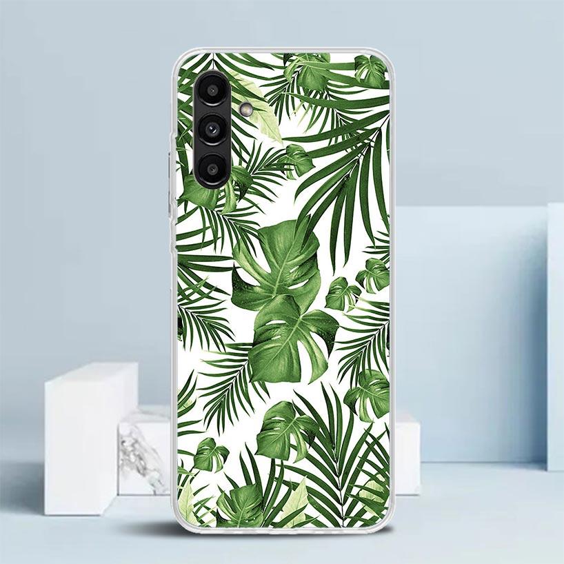 Summer Tropical Plants Green Leaf Phone Case For Samsung Galaxy A17 A37 A57 A16 A15 A14 A13 A56 A55 A54 A53 A36 A35 A34 A33 A26
