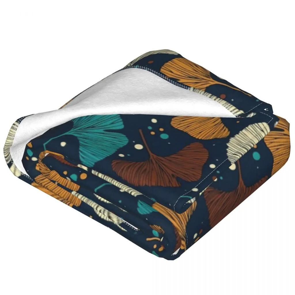 Ginkgo Biloba Flannel Blanket Super Warm Colorful Leaves Print Bedding Throws Winter Travel Office Bedroom Novelty Bedspread