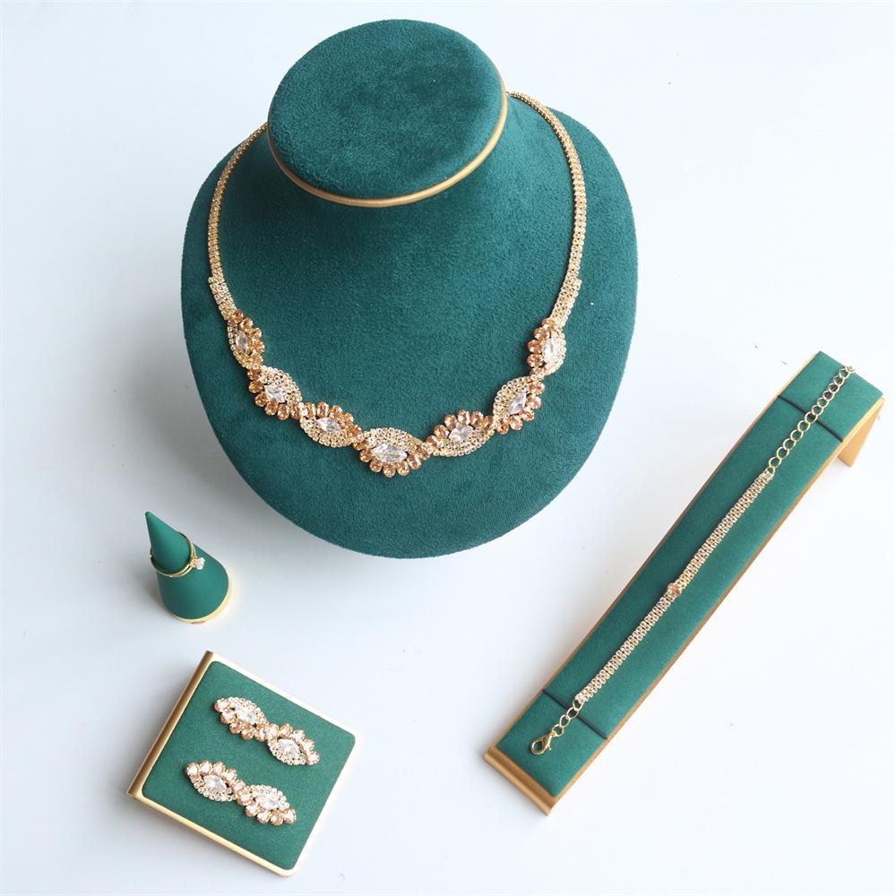 

Exquisite And Shiny Multi-Layer Rhinestone Necklace Jewelry Set, Bridal Wedding Women S Dress Accessories