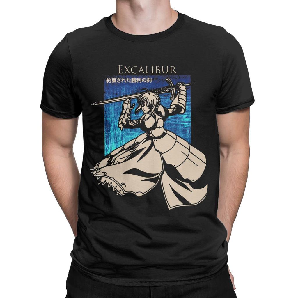 Men's Saber Excalibur Fate Grand Order T Shirts Cotton Clothing Casual Short Sleeve Round Collar Tees Plus Size T-Shirts