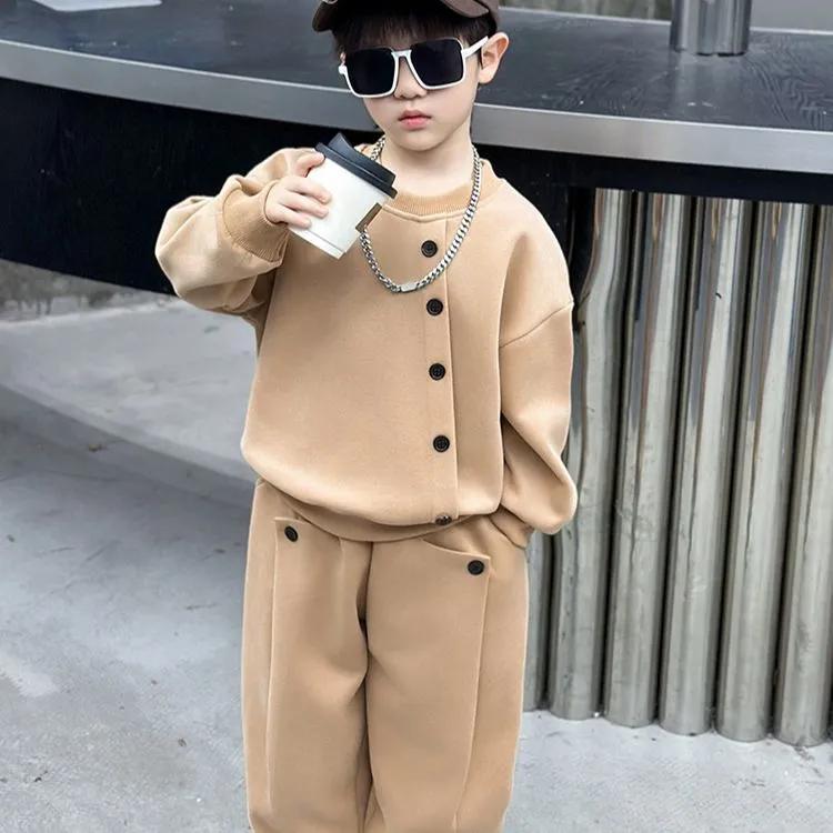 Boys' Spring/Fall Set Kids' Design Sweatshirt + Pants Handsome Two-Piece Set