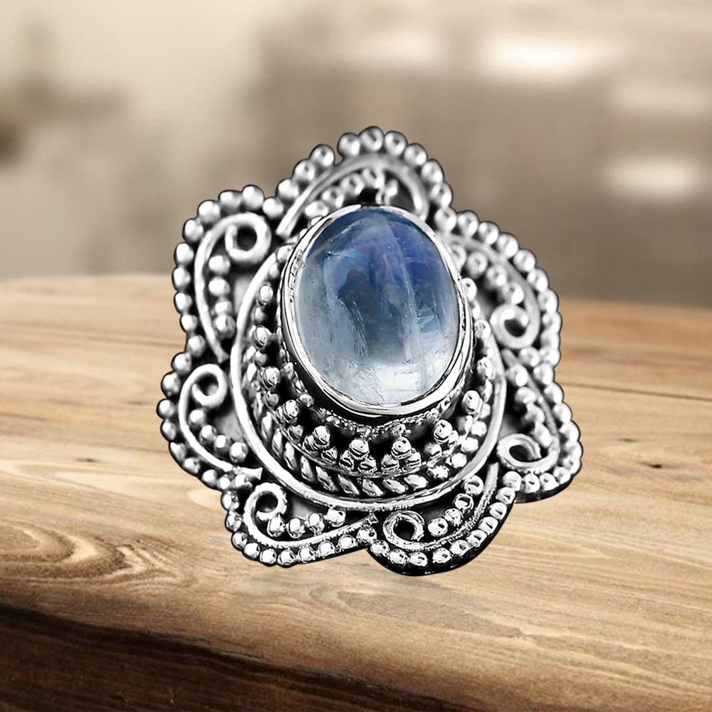 Moonstone Gemstone Handmade Designer Ring, Statement Ring, Gift For Her, Designer Ring, Bohemian Ring, 925 Sterling Silver
