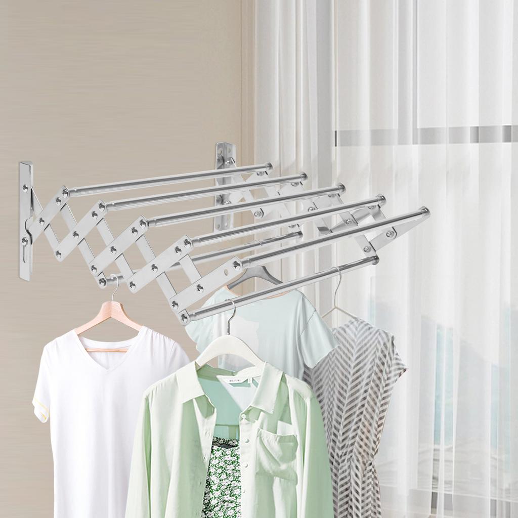 Install Washing Wall, Folding Stainless Steel Wall Washing Machine Dryer, 5-pole Clothes Rack