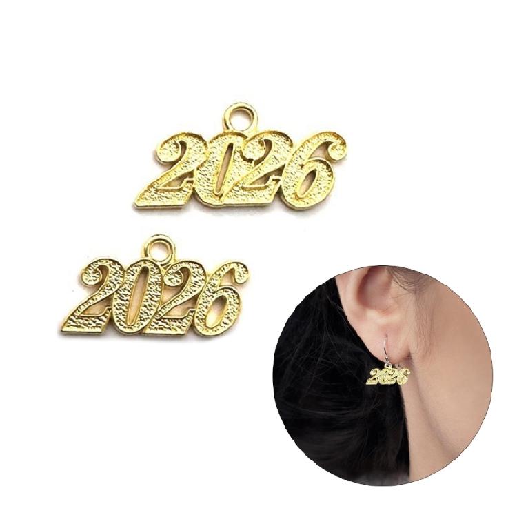 100Pieces Simple 2026 Year Number Charm Graduation Pendant For Unique Jewelry And Gift Crafting Project Decoration