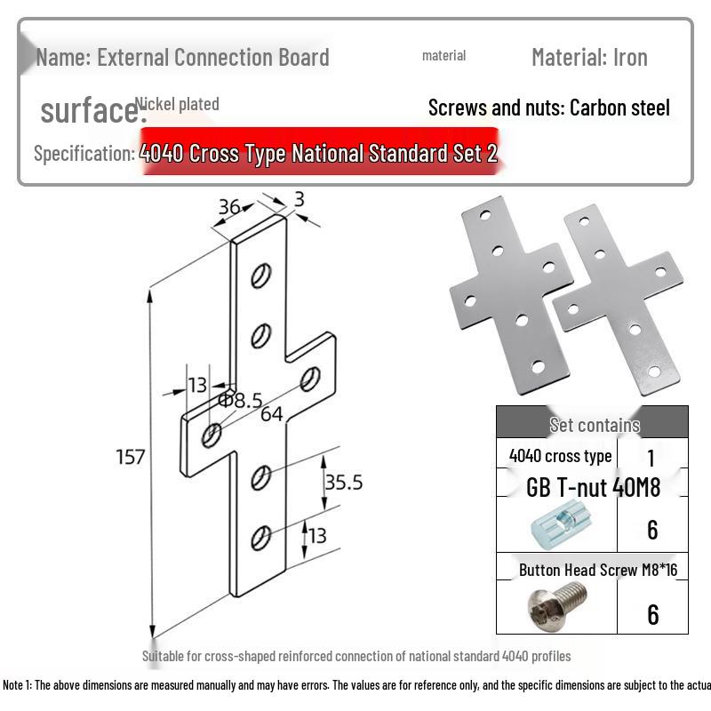 Plaque de Connexion d'Angle en Aluminium pour Profilés 20/30/40 avec Fixations