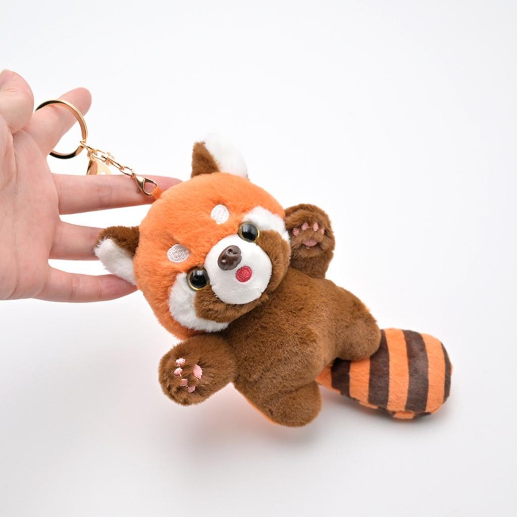 Cute Raccoon Plush Pendant Keychain 3D Eyes Lovely Long Tail Raccoon Plushies Ornament Backpack Accessorie Gift