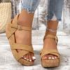 Fashion Women's Stylish Wedge Sandals 2025 Summer Platform Gladiator Sandals for Women Thick Bottom Non Slip Beach Sandalias Plus Size