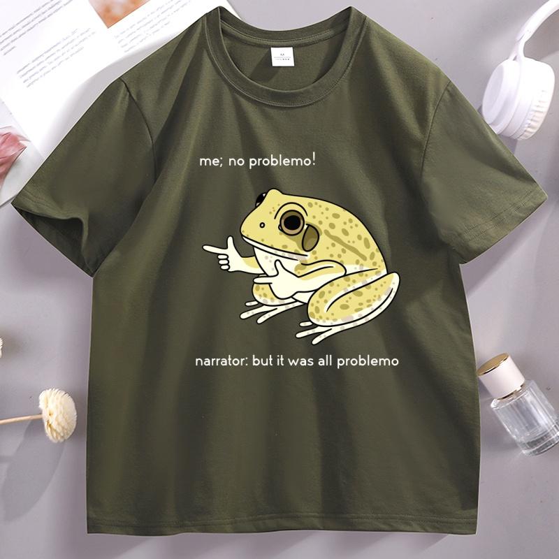 Funny Frog Me No Problemo Tshirt Casual Cotton Short Sleeve Tee Shirt Loose Humor Graphic T Shirts Unisex Women Streetwear Clothes