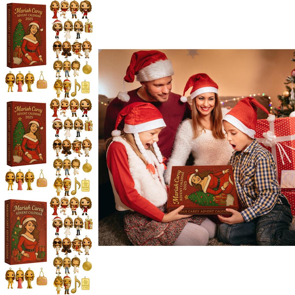 Mariah Carey Vánoční 24denní adventní kalendář s akrylovými postavičkami pro sváteční oslavy