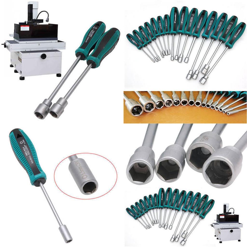 Premium Metal Socket Driver Wrench Screwdriver Hex Nut Key Nutdriver Tool Set 3-14mm