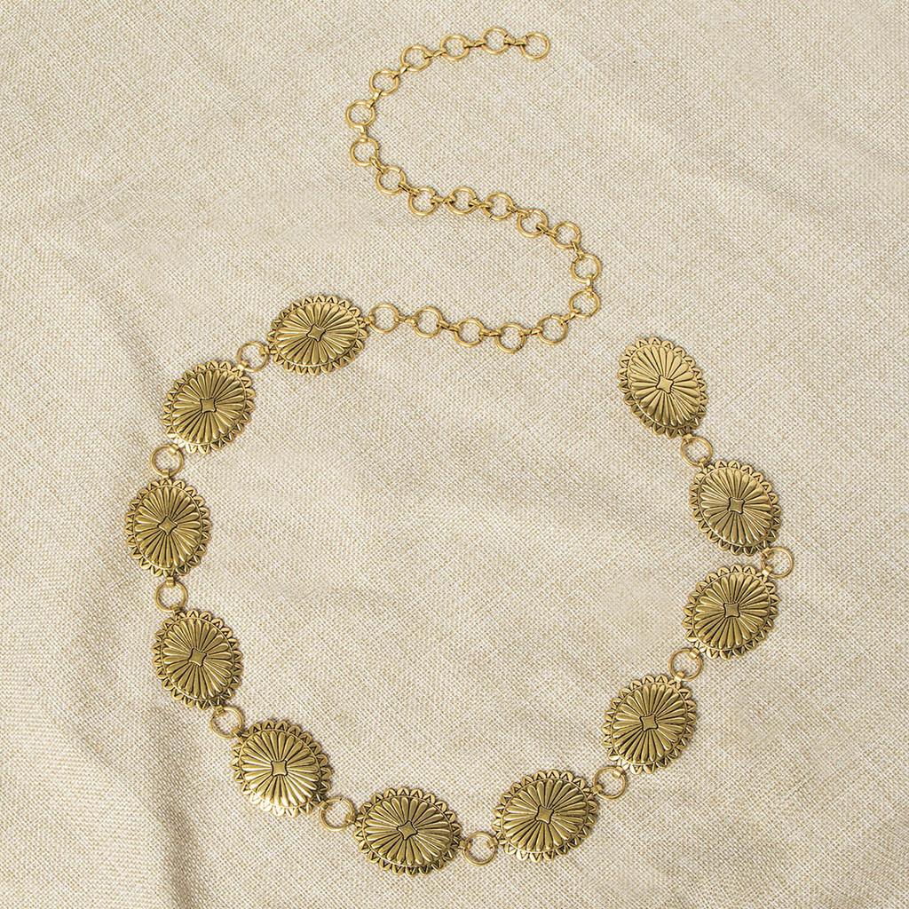 Bohemian Waist Womens Chain With Embossed Metal Finish For Summer And Winter Wear