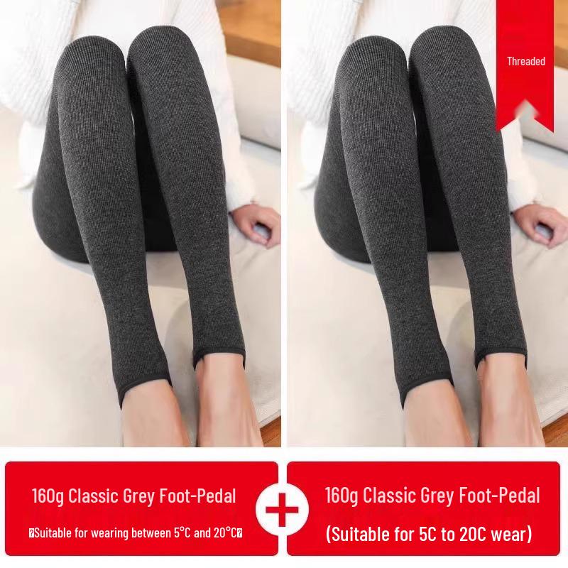 Fleece-Lined Base Layer Pants for Petite Women: Thick, Warm, Cotton, Foot-Covering Tights for Autumn and Winter, Stay in Place Comfort