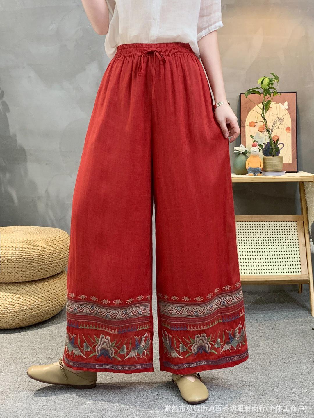 

Linen Straight-Leg Pants: 2026 Spring Collection – Artistic, Elastic Waist, Solid Color, Casual Versatile Long Pants One Size