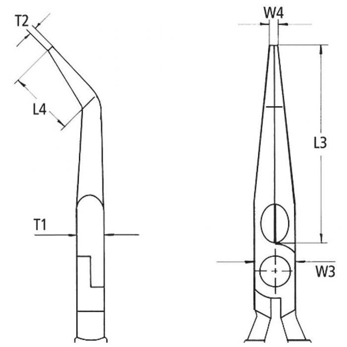 Pince à bec demi-rond KNIPEX - VDE - Mâchoire coudée à 40° - Tranchants striés - Acier vanadium - Orange