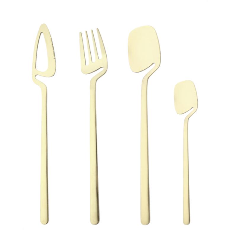 4Pcs Blue Silver Stainless Steel Cutlery Set Kitchen Silverware Dinnerware Knife Fork Spoon Flatware Set Brushed Stain Tableware Utensils