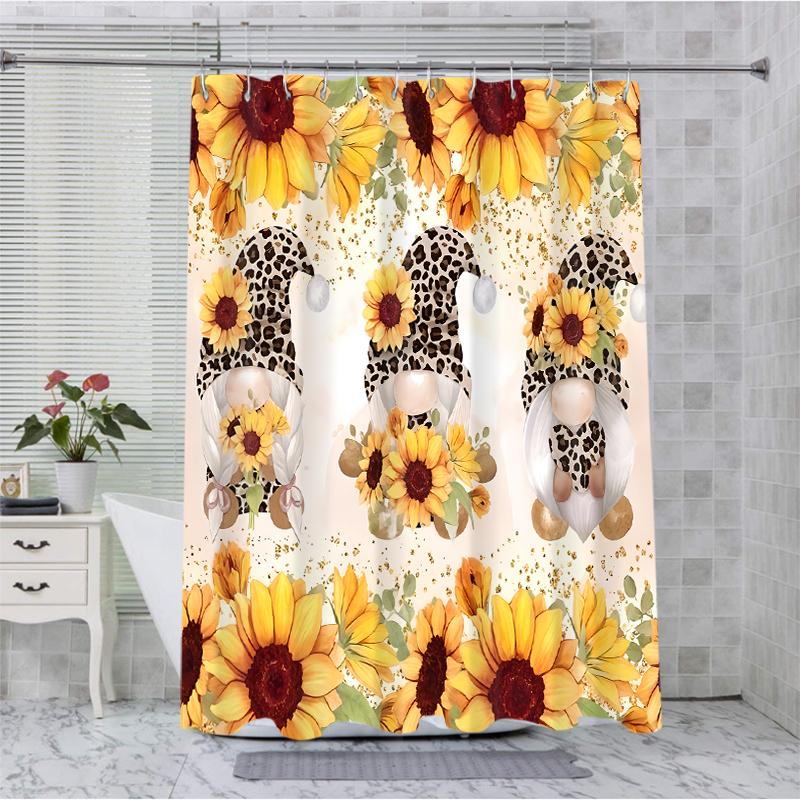 Sunflower Dwarf Bathroom  Shower Curtain Dwarf Waterproof fabric bathroom Curtain With 12 Hooks Sunflower Home Deco Free Ship