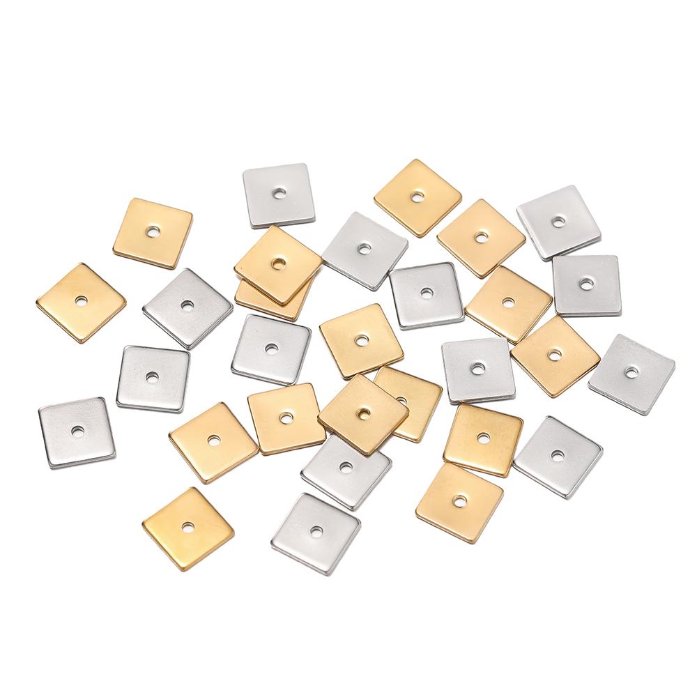 50 Pezzi/Confezione Acciaio Inossidabile 4/5/6/8mm Forma Quadrata Piatta Perline Distanziatrici Per Fai da Te Gioielli Collane Braccialetti Accessori per la Creazione