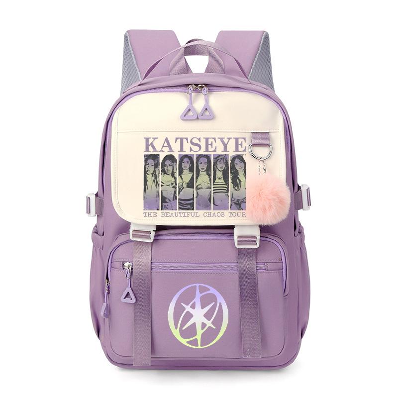 Hot Katseye Funny Print School Bags Teenage Girls Large Capacity Outdoor Travel Bagpack Multi-function Cartoon Students Backpack