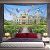 Hot Air Balloon Castle Tapestry Wall Hanging City Building Bohemian Bedspread Travel Mattress Bedroom Background Decor