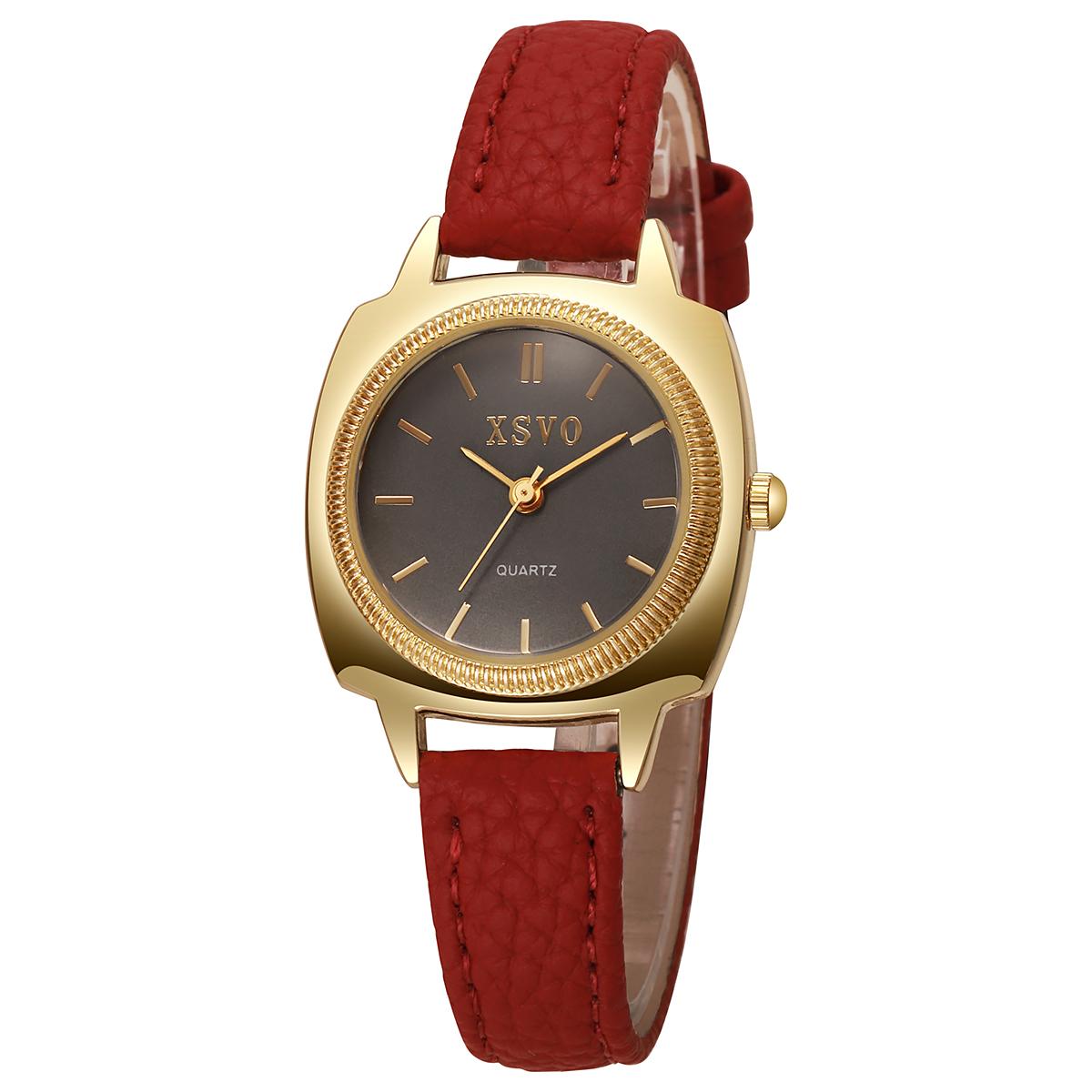

Fashion and Elegant Light Luxury Round Dial Leather Strap Quartz Watch for Women, Suitable for Everyday Wear, Christmas Gift червоний