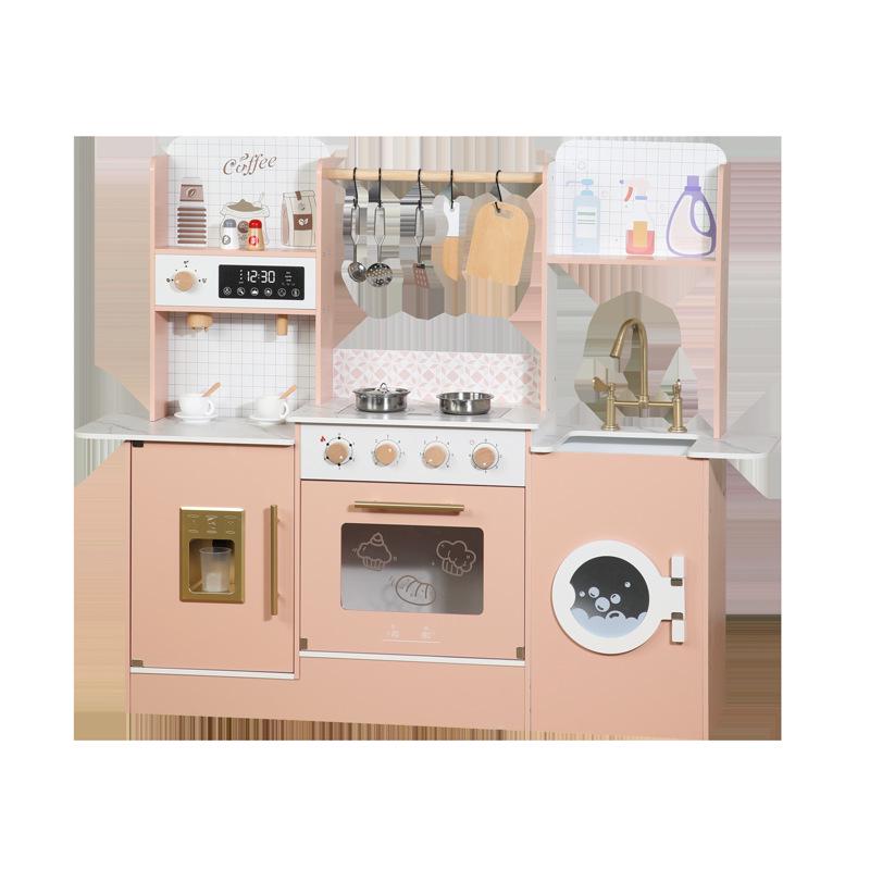 Kids Wooden Play Kitchen Set: Colorful Stove & Cuttable Cooking Toy