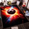 Fiery Soccer Ball Carpet with Space Background for Home Decor Suitable for use as an anti-slip for living room bedroom sofas