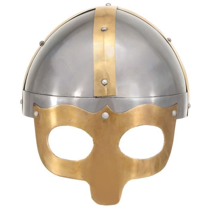 VidaXL Casque de viking de réplique antique pour GN Argenté Acier