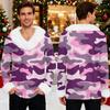 Men's Christmas Printed Fleece Lined Hoodie | Faux Trim Party Sweatshirt With Pocket | Plus Size Loose Fit Holiday Pullover