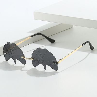Leaf Shape Women Sunglasses Rimless Hip Hop Style New Stylish Sun Glasses Men European American Women's Sunglasses