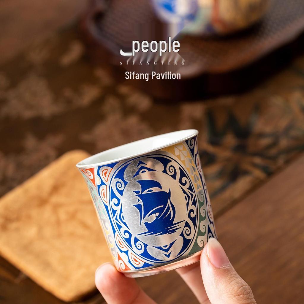 Silver-Plated Dunhuang Tea Cup Set: Elegant Gift for Elders, Leaders, Birthdays, Longevity Celebrations, and Housewarmings