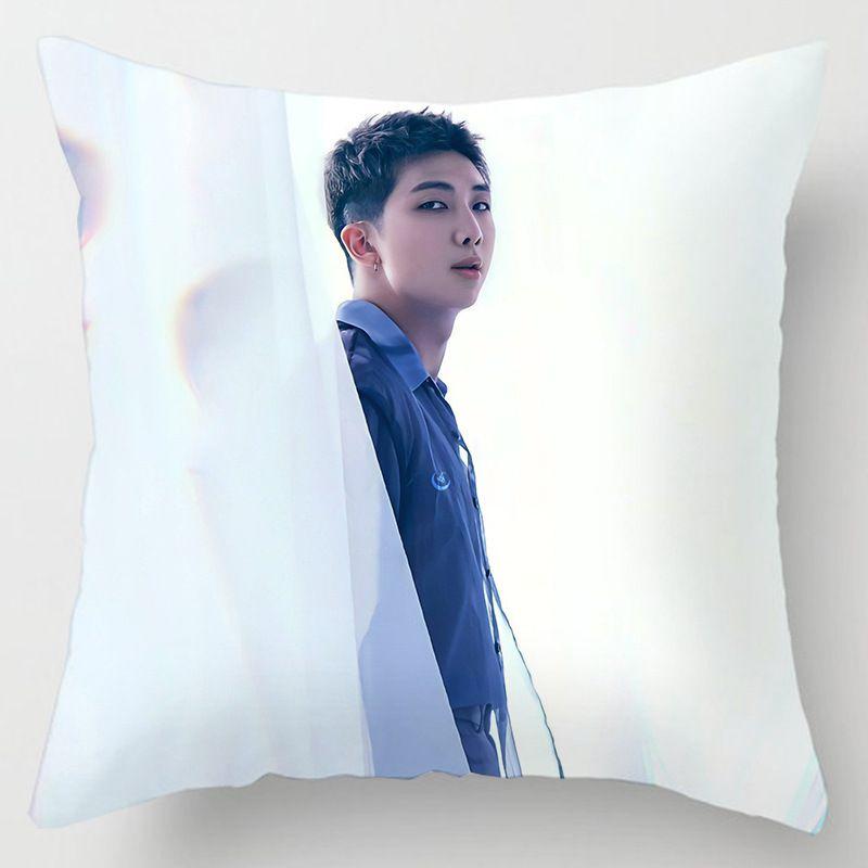 Kpop 18in Bts Bangtan Boys Cushion Cover Decorative Soft Pillow Case Peach Skin