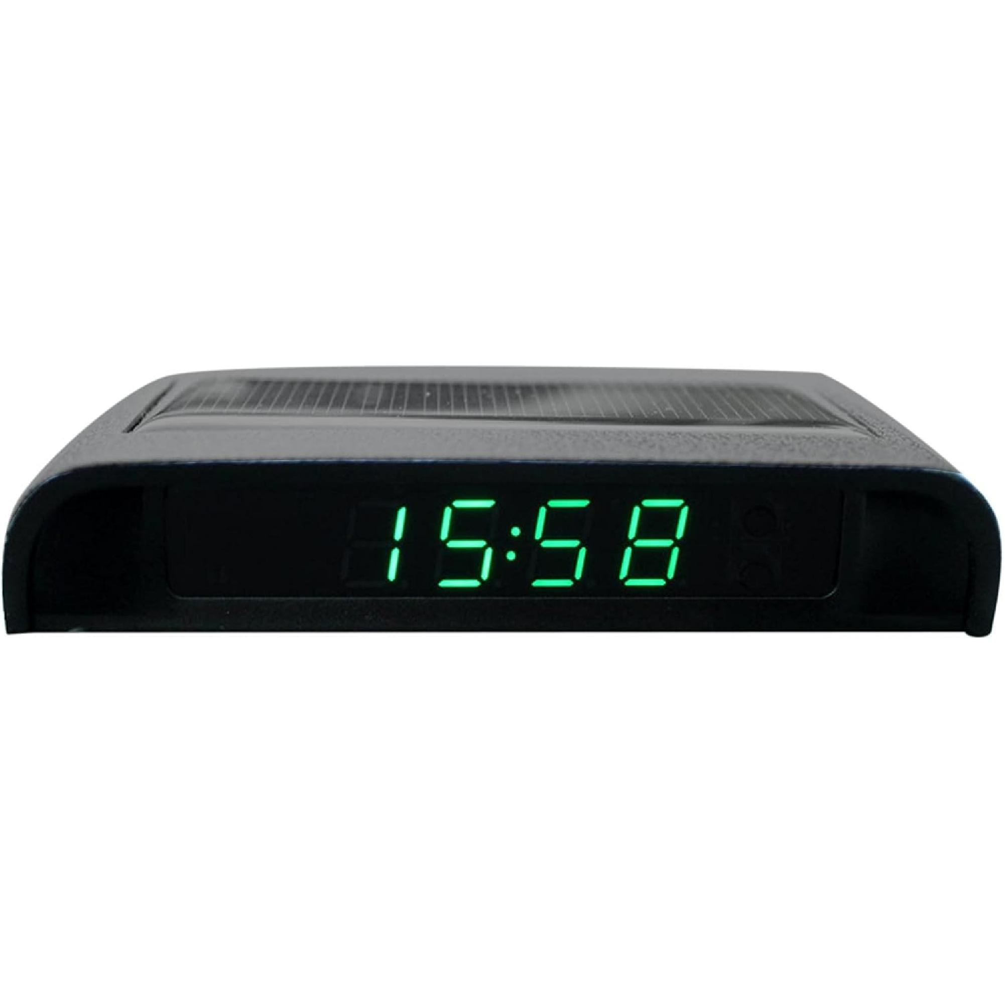 

Solar Powered LCD Clock, Stick-On Luminous Car Clock with Temperature Display (Green) зелёный
