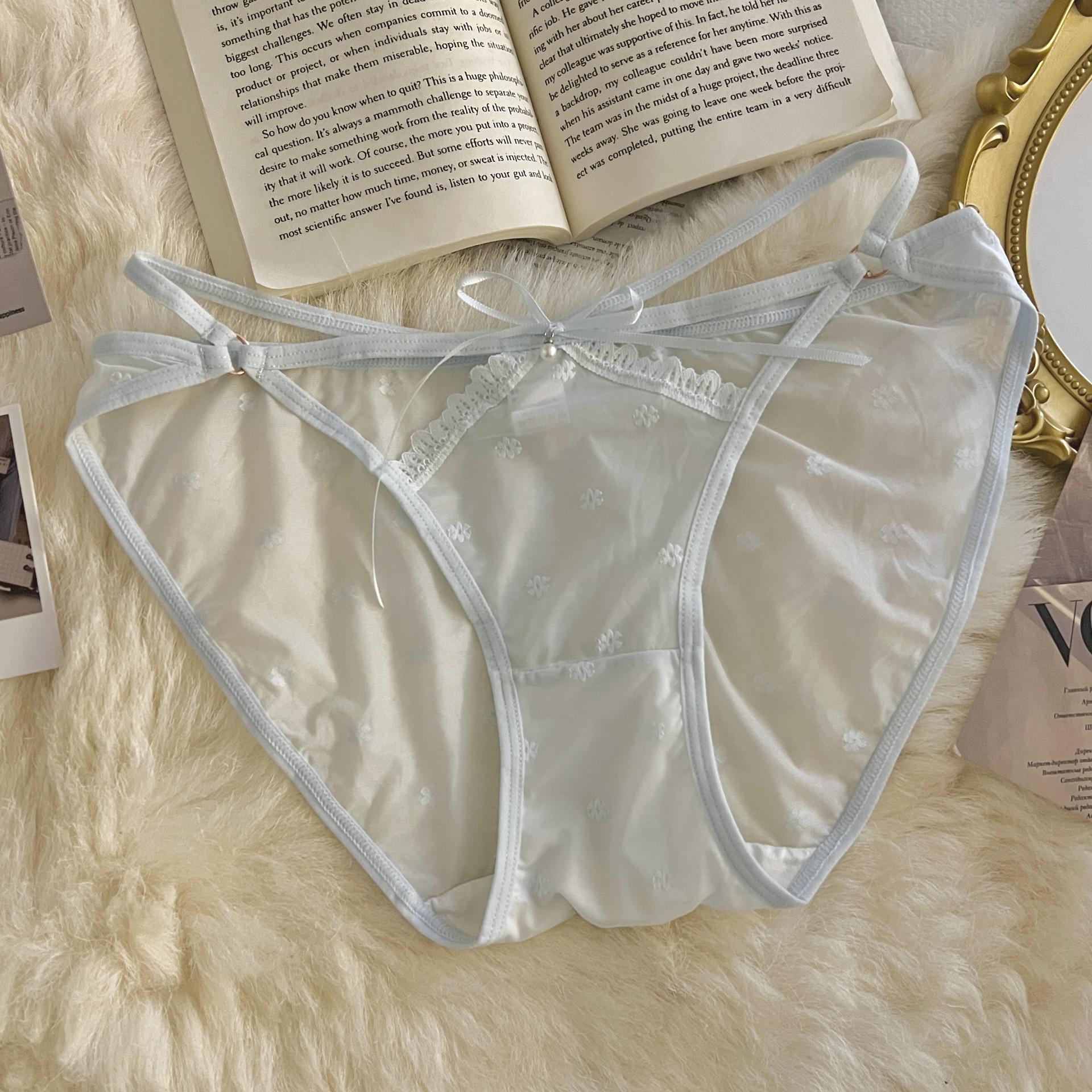 

INS Pure Desire Sexy Mesh Embroidered Thin Strap Panties - Lightweight & Breathable Summer Triangle Briefs for Women XL (120-140 jin)
