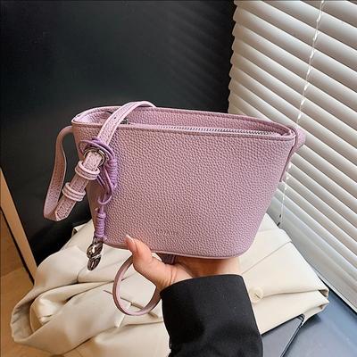 Fire Lychee Pattern Bucket Bag Women'S High-End Sense Light Luxury Niche Design Shoulder Messenger Bag