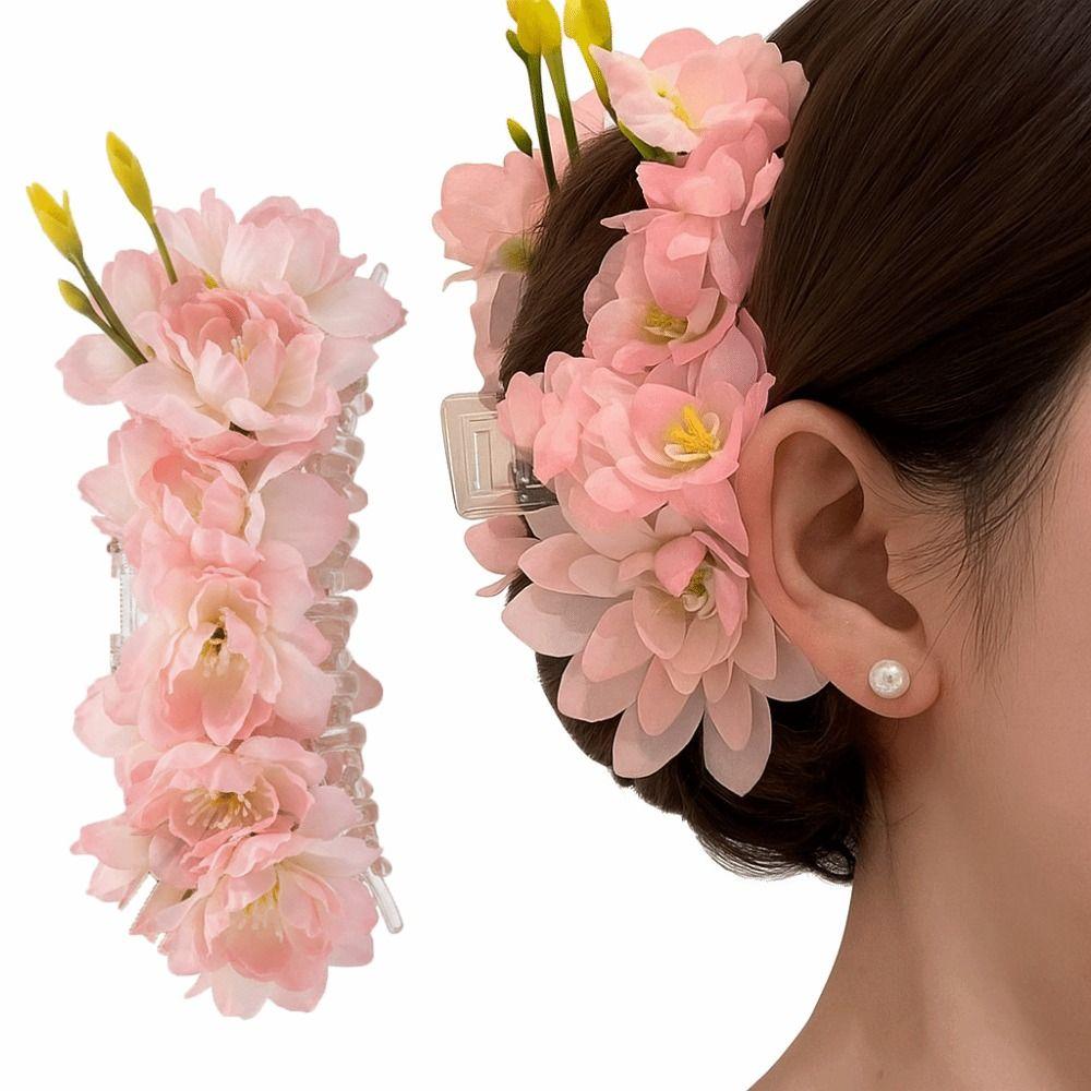 Sakura Hair Accessories Pink Hair Grasp New Flower Hairpin for Bun Side Updo