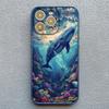 Space Ocean Whale Shark Swimming Phone Case For iPhone 16 15 14 11 12 13 Mini Pro Max Cover 15 14 7 8 Plus X XR X Fundas Shell