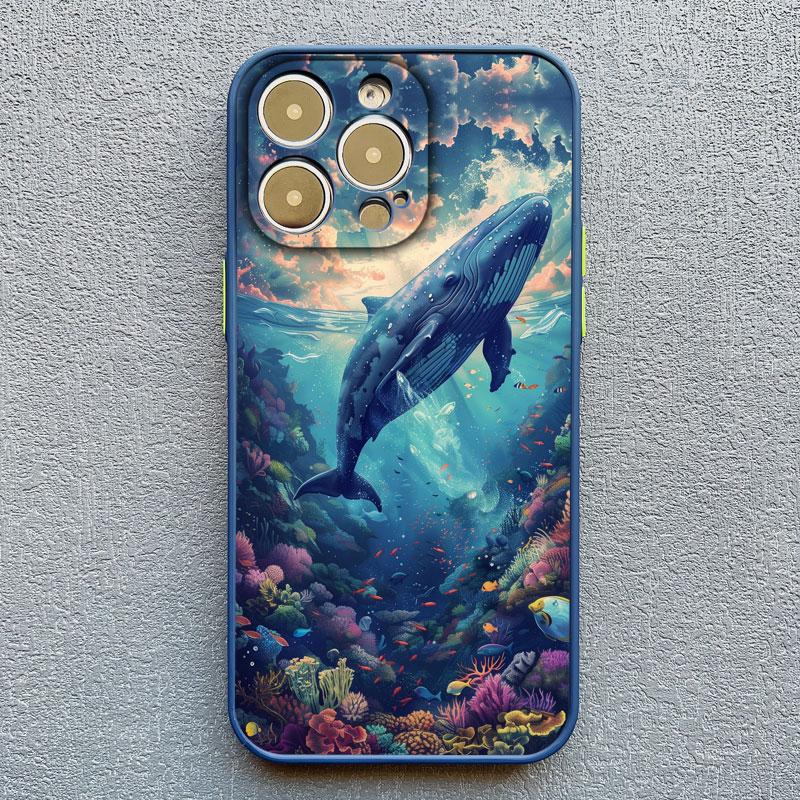 Space Ocean Whale Shark Swimming Phone Case For iPhone 16 15 14 11 12 13 Mini Pro Max Cover 15 14 7 8 Plus X XR X Fundas Shell