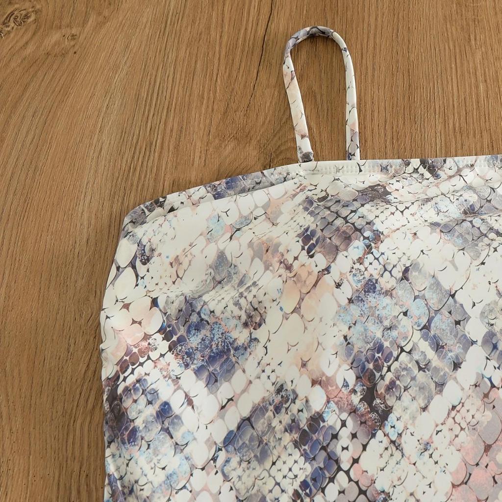 Women's Sexy Snake Print One-Piece Swimsuit with Tummy Control, Slimming, Plus Size - European & American Beachwear