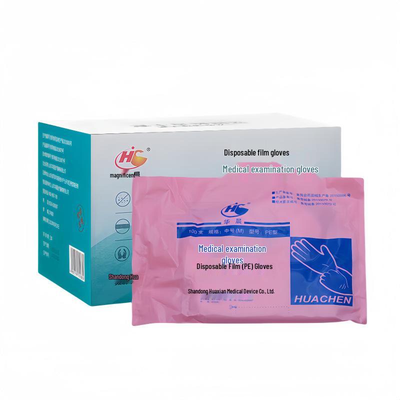 Huachen Thickened Transparent PE Film Gloves: Disposable Hygiene, Beauty, Catering, Household Care, and Protective Inspection Gloves
